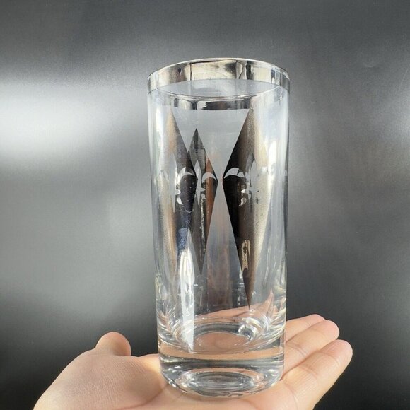 Dorothy Thorpe Silver Harlequin Diamond Fleur de Lis Glasses Highball Barware 2 - Picture 10 of 16